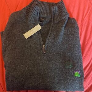 NWT J Crew 100% Lambs Wool 1/4 Zip Sweater With Repaired Flaw